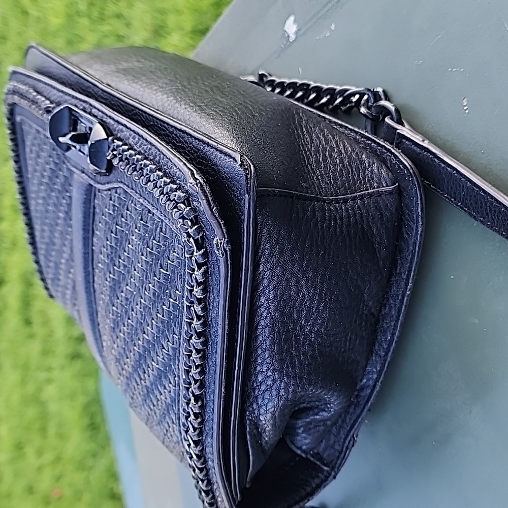 Rebecca Minkoff Love Chevron Quilt Black Leather Crossbody Bag - Picture 7 of 14